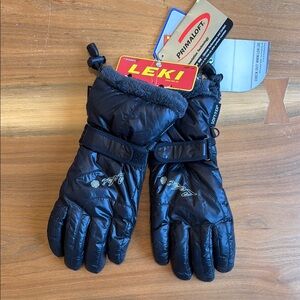 NEW LEKI Ski Gloves with Fur Black Size Large
